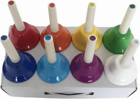 8 Note Handbells Set Colorful Hand Bells Percussion Instrument Musical Teaching Toy Toddler Kid Adults