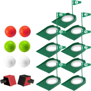 9 Pack Putt Cups with Flags and Wrist Putting Training Aid, Mini Golf Game with Balls Build Your Own Course at Home, The Office, Golf Putting Cup Set for Backyard Indoor Outdoor