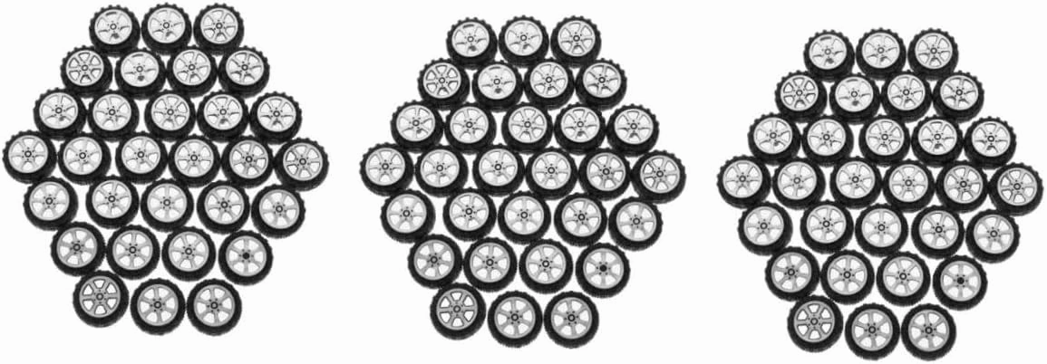 90pcs Plastic Toy Car Wheels for Crafts Black Miniature Replacement Wheels for Model Cars and Creative Projects Fits Shafts