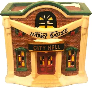 A Wonderful Holiday Christmas Village The Bedford Falls Lighted Porcelain City Hall Holiday Building