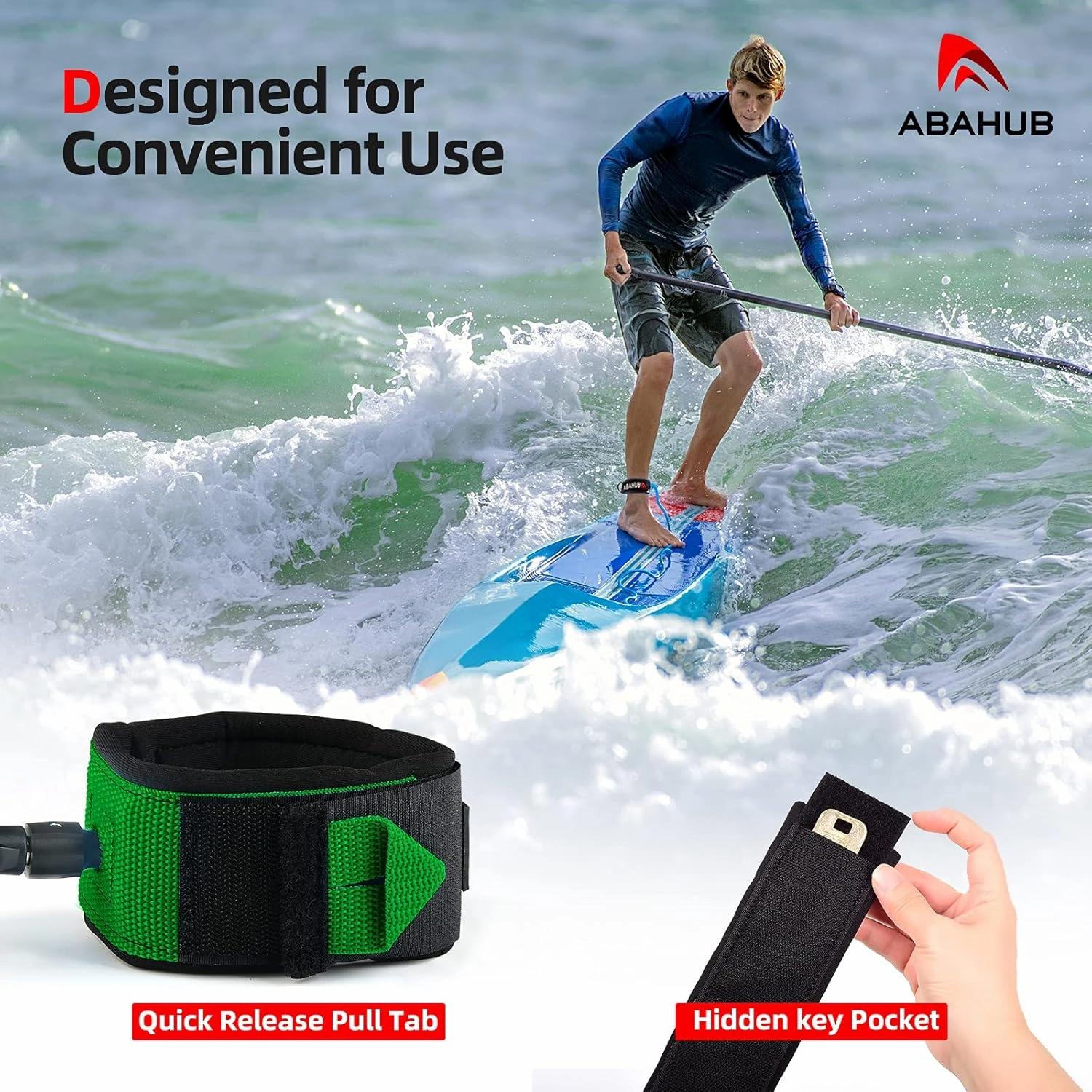 Abahub Premium Coil SUP Leash, 10 ft Coiled Paddle Board Leashes, 7.2mm Thick Legrope Strap for Longboard Surfboards, Stand-up Paddleboards, iSUP Replacement Leg Rope, 8 Colors…