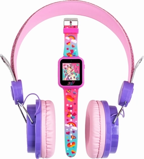 Accutime JoJo Siwa Headphone and Smart Watch Combo Set - Interactive Learning Games, Adjustable Pink Headphones, Multi Watch Faces, Ideal for Girls 6 
