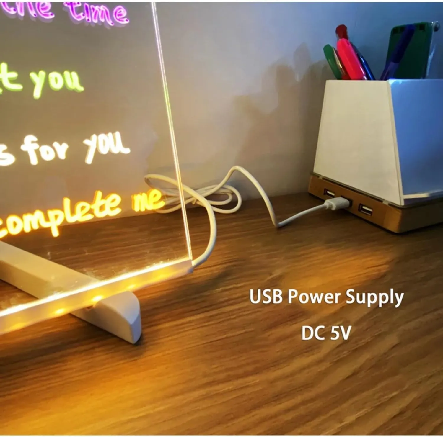 Acrylic Dry Erase Board with Light, 2025 New LED Note Board with Colors Light Up Dry Erase Board with Adjustable Stand and 7 Colors Pen, LED Illuminated Drawing Board for Office School Home (15*15cm)