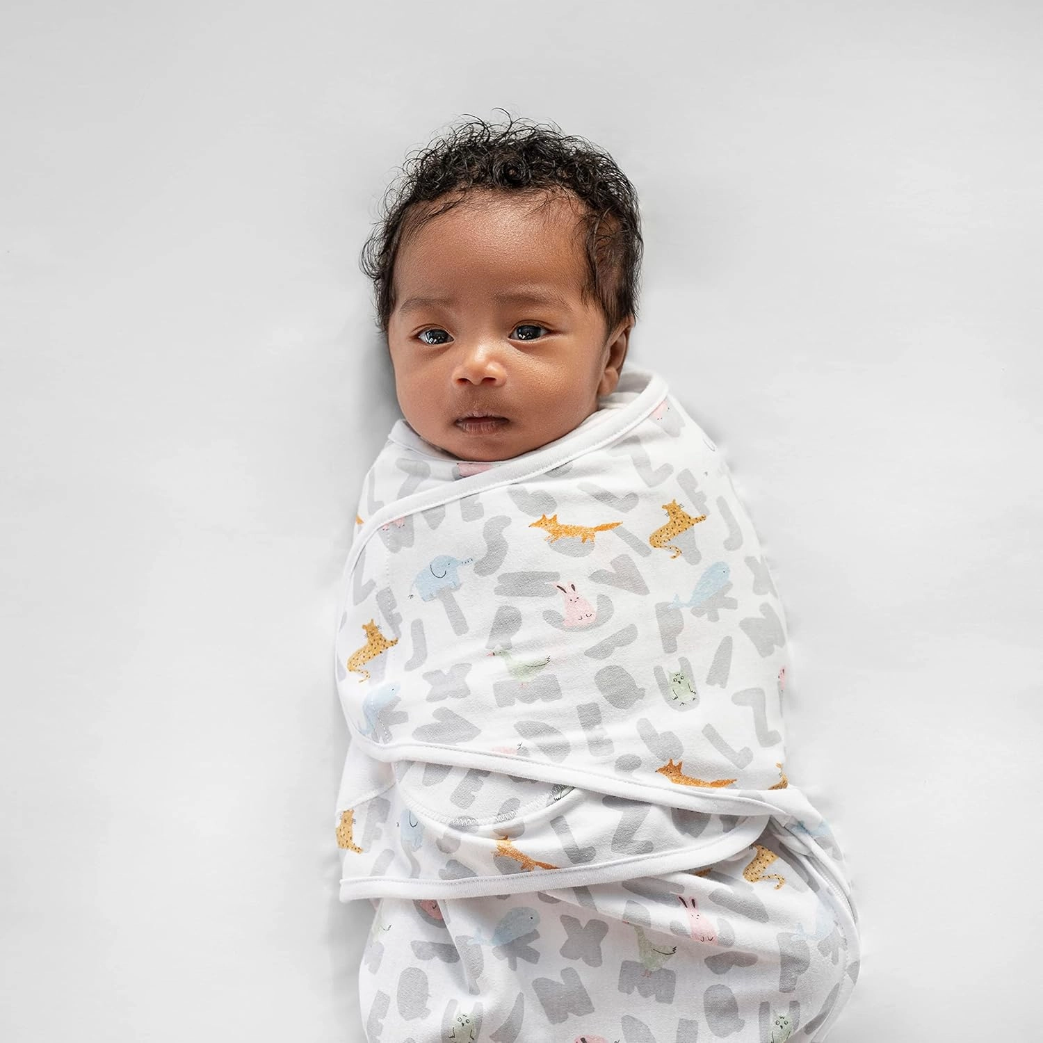 aden   anais Essentials Easy Swaddle Wrap Quick Change with Bottom Zipper, Snug Cotton Knit Baby Wrap Swaddle Blanket for Newborns, TOG 1.0, 3-Pack, Alphabet Animals, 0-3 Months, Small/Medium