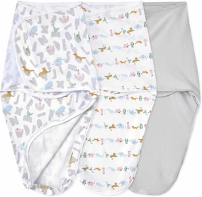 aden   anais Essentials Easy Swaddle Wrap Quick Change with Bottom Zipper, Snug Cotton Knit Baby Wrap Swaddle Blanket for Newborns, TOG 1.0, 3-Pack, Alphabet Animals, 0-3 Months, Small/Medium