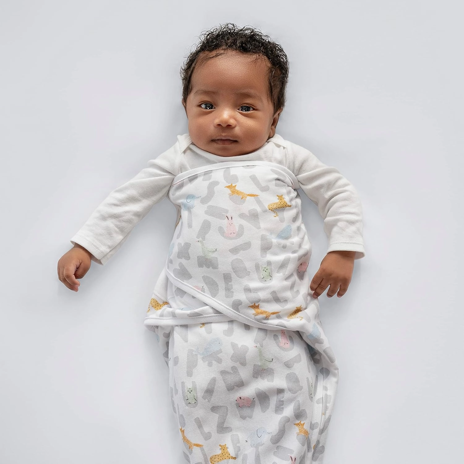 aden   anais Essentials Easy Swaddle Wrap Quick Change with Bottom Zipper, Snug Cotton Knit Baby Wrap Swaddle Blanket for Newborns, TOG 1.0, 3-Pack, Alphabet Animals, 0-3 Months, Small/Medium