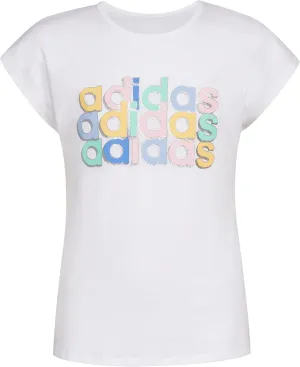 adidas Girls' Cap Sleeve Novelty Logo Tee