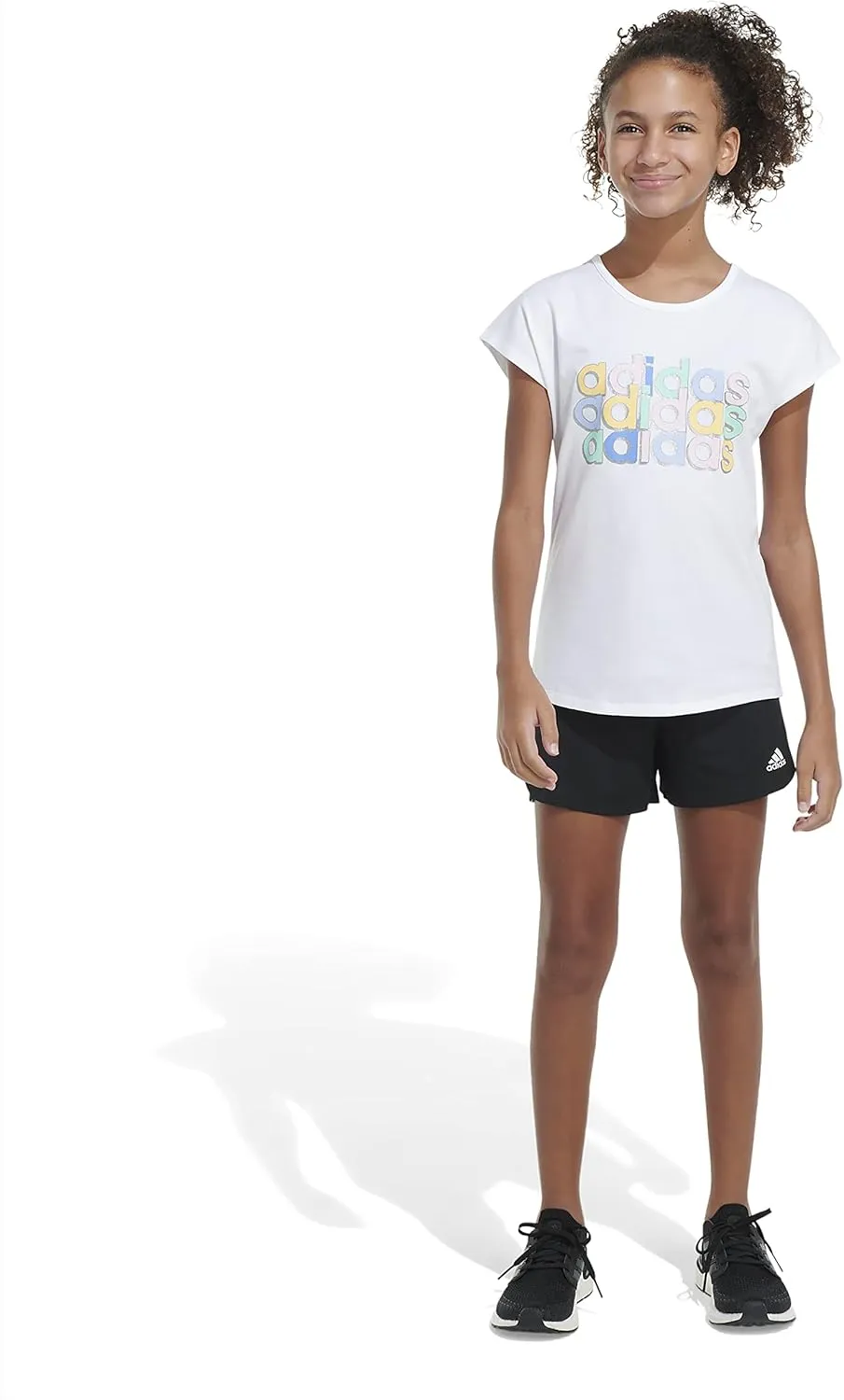 adidas Girls' Cap Sleeve Novelty Logo Tee