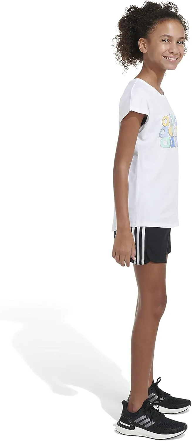 adidas Girls' Cap Sleeve Novelty Logo Tee