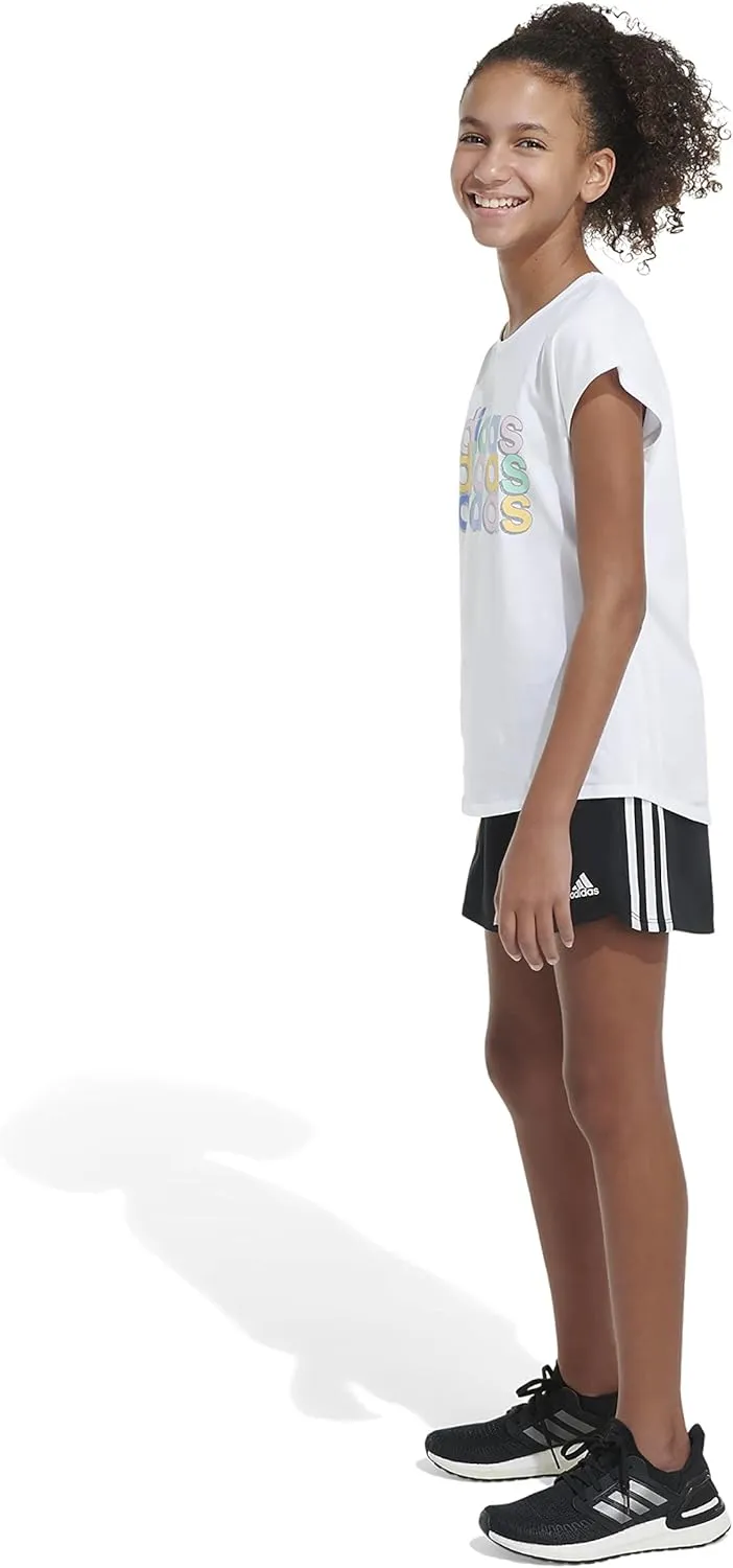 adidas Girls' Cap Sleeve Novelty Logo Tee