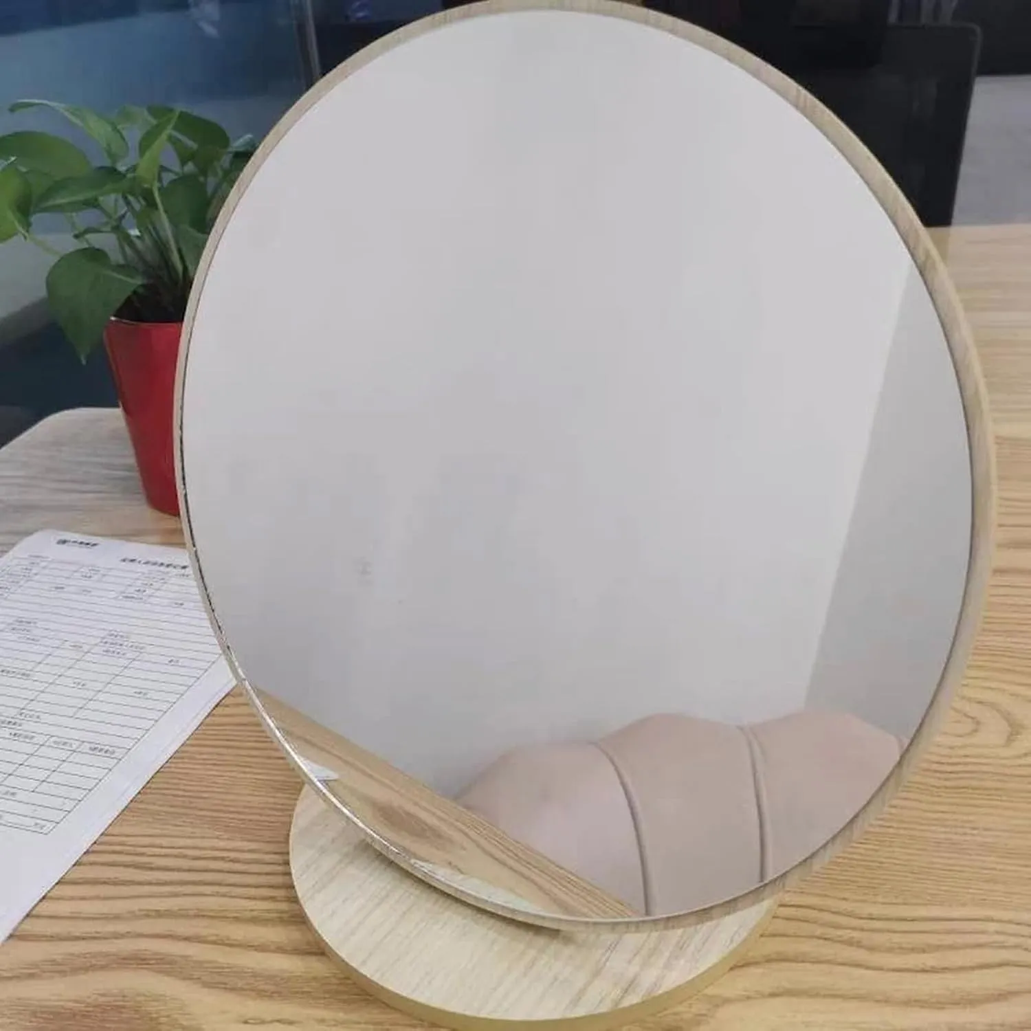 Adjustable Tabletop Vanity Mirror - Wooden Makeup Mirror, High-Definition Desk Mirror, Round Dressing Table Mirror - Portable & Removable - Perfect for Makeup, Bedroom & Travel