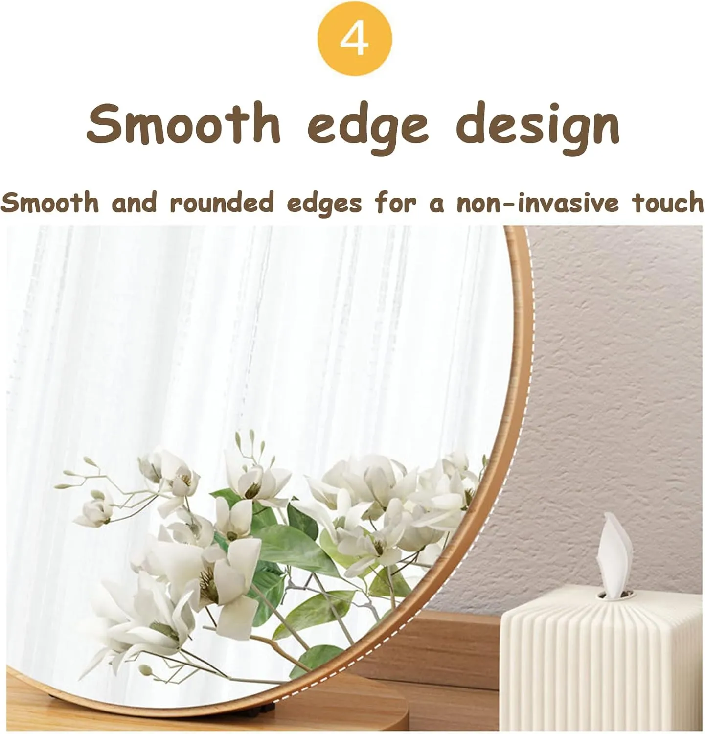 Adjustable Tabletop Vanity Mirror - Wooden Makeup Mirror, High-Definition Desk Mirror, Round Dressing Table Mirror - Portable & Removable - Perfect for Makeup, Bedroom & Travel