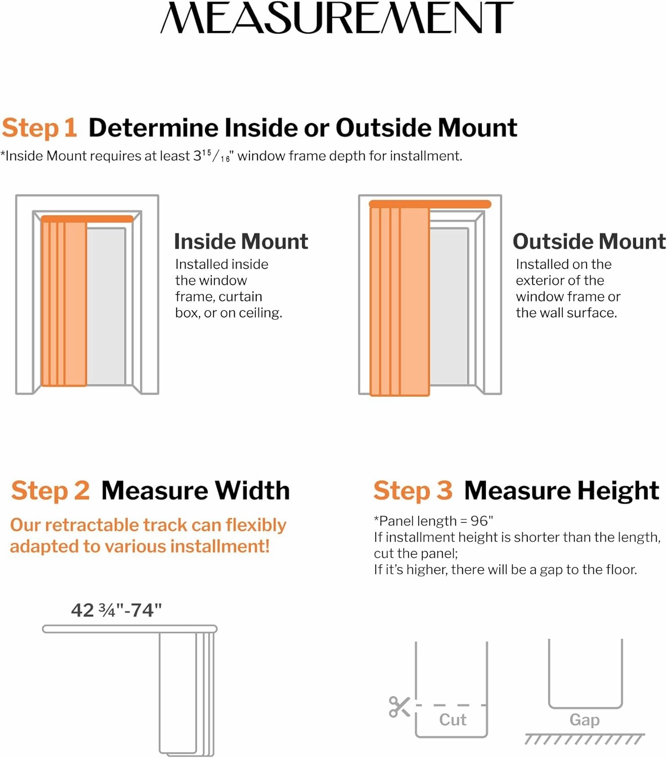 Adjustable Panel Track Blinds Manual Blackout Vertical Blinds for Sliding Door (Dimout - Linen Beige, 74" W x 96" H)