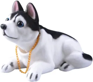 Adorable Shaking Head Husky Dog Decoration Cute Car Dashboard Ornament Creative Desktop Decor for Home Office Car Fun Cartoon Animal Figurine