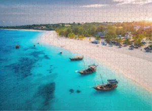 Adult Entertainment Game Puzzle 500 Pieces Aerial View The Fishing Boats Tropical sea Coast White Sand Puzzles Fun Puzzles Colorful Home Decoration New Upgraded Puzzle Gifts