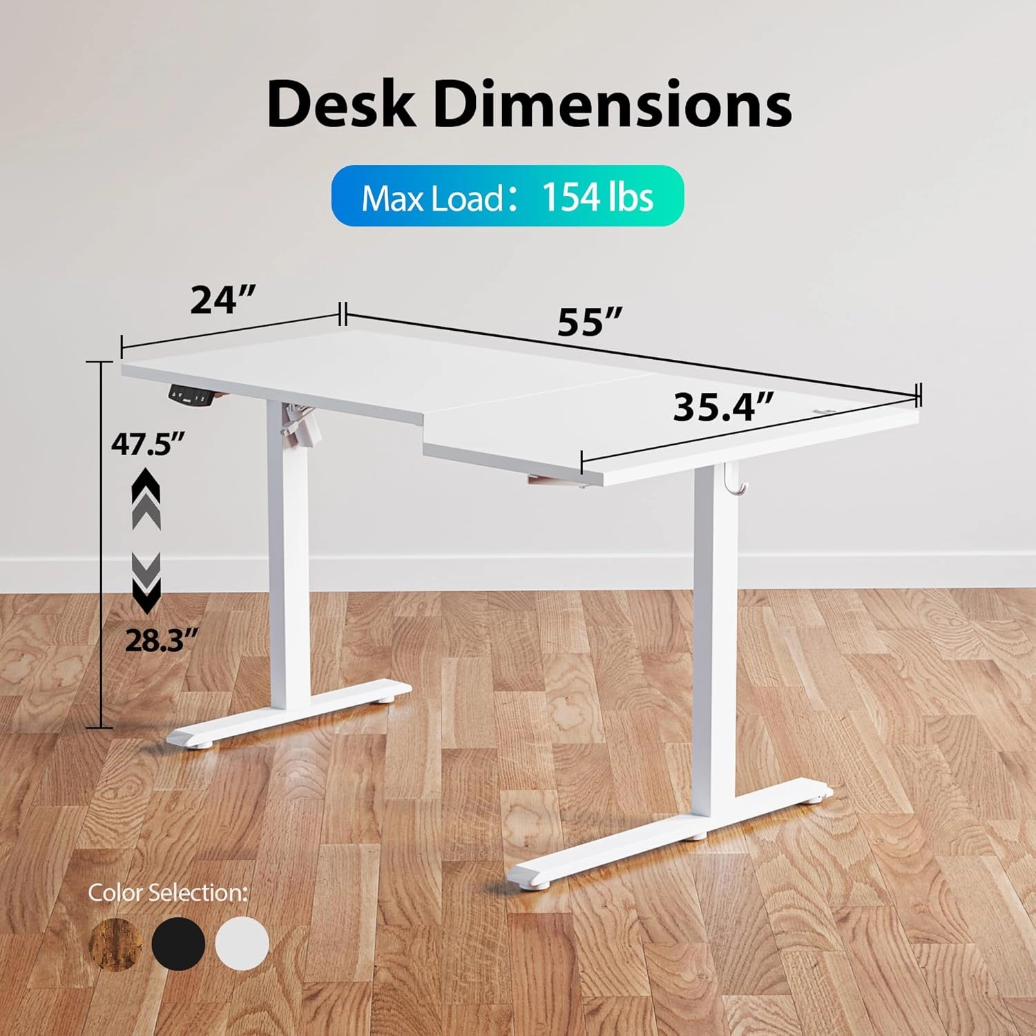 Agilestic L-Shaped Standing Desk, 55 Inch Height Adjustable, Sit & Stand for Home Office, Ergonomic Computer Table with Splice Board, White