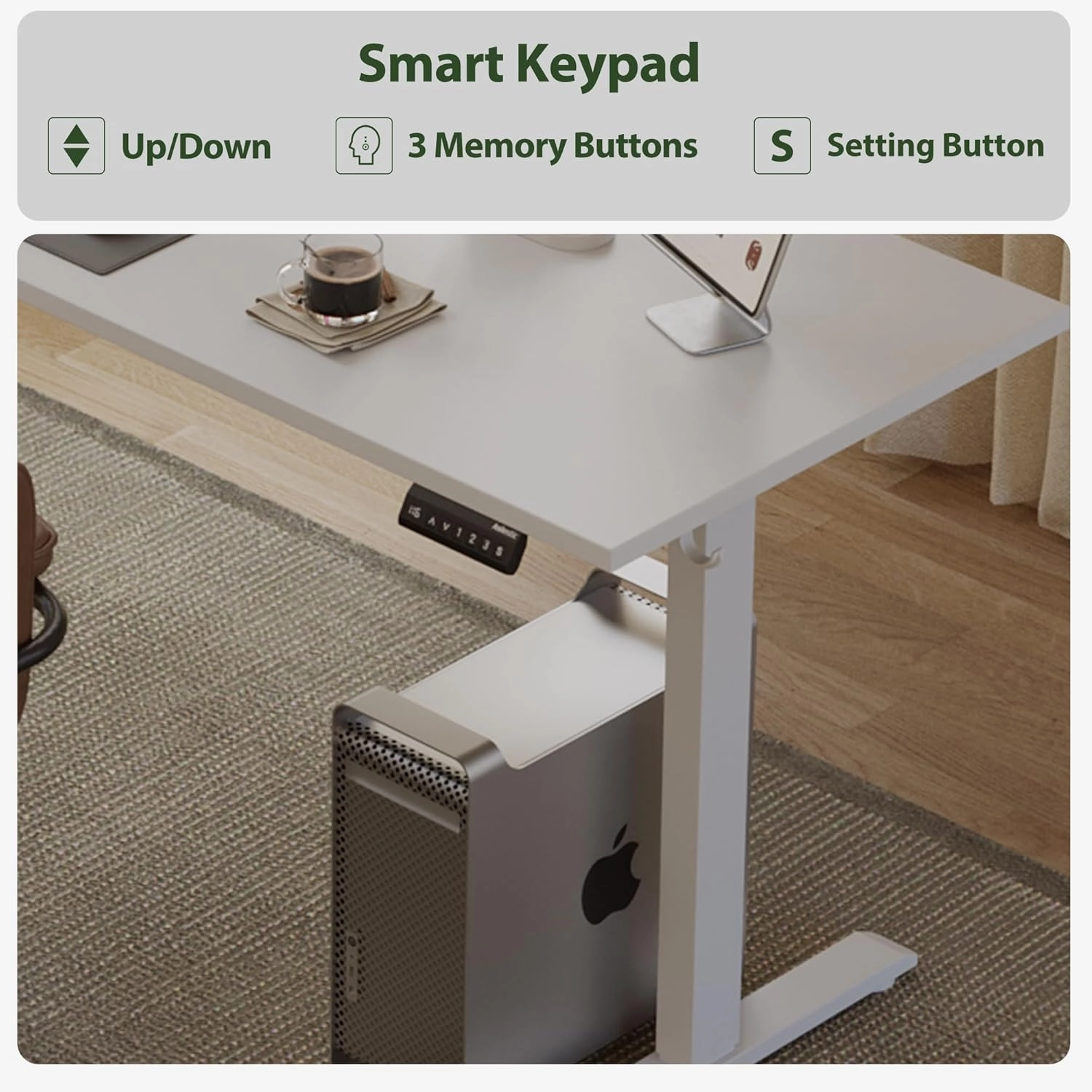 Agilestic L Shaped Standing Desk Adjustable Height, Electric Corner Standing Desk, 63 x 55 inch Sit Stand Computer Table with Splice Board, White