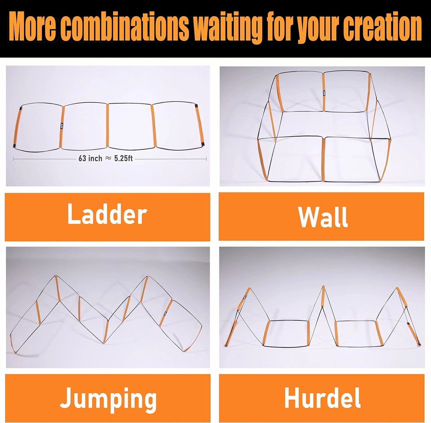 Agility Ladder, Agility Training Equipment, Soccer Speed Ladder, Football Footwork Ladder, Workout Ladder for Kid Adult, Foldable Instant Set-up & Tangle-Free & Carry Bag(4/8/8 4/12 Rung)