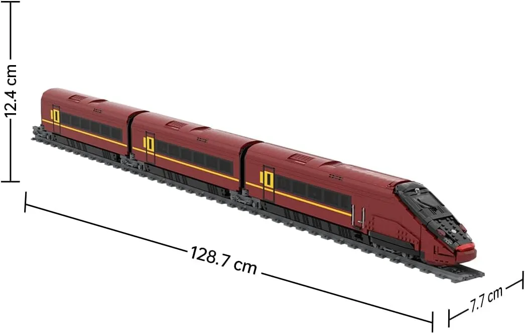 AGV-575 Italo High Speed Train Building Blocks Set, Smart Class Model, Realistic Design for Adults, Red Color, 3155 Pieces