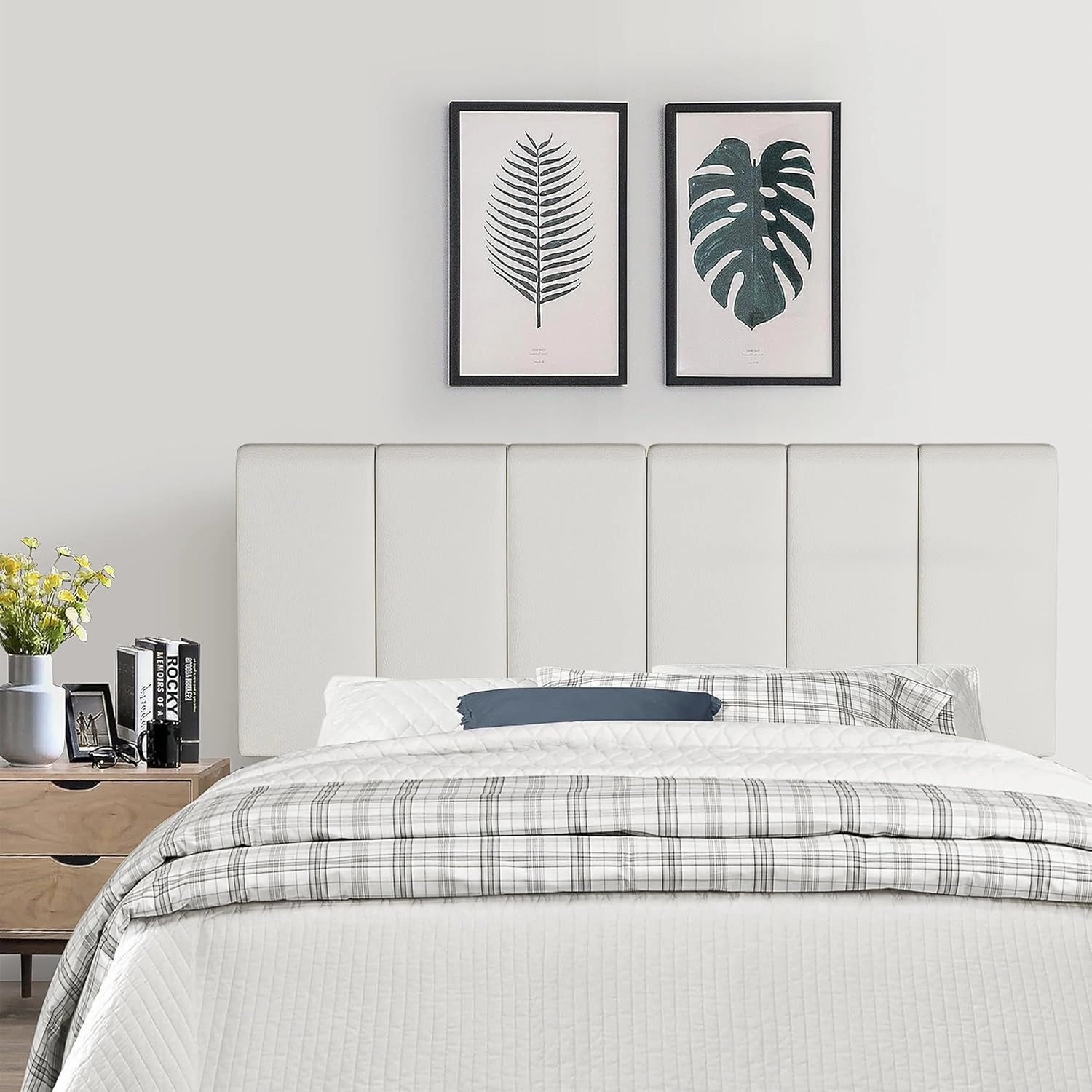 Aklaus Adjustable Headboard King Head Board Upholstered King Headboard Only Modern Bed Headboard King Size Faux Leather Padded King Size Bed Headboard for King Size Bed White