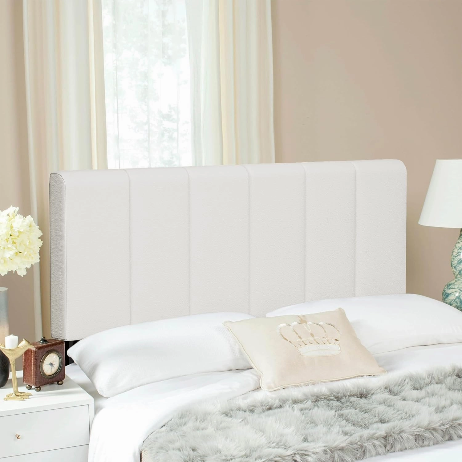 Aklaus Adjustable Headboard King Head Board Upholstered King Headboard Only Modern Bed Headboard King Size Faux Leather Padded King Size Bed Headboard for King Size Bed White