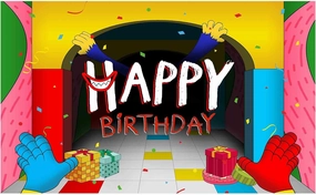 Allenjoy Video Game Happy Birthday Backdrop Colorful Cartoon Children Party Banner Decorations Supplies Photography Background Cake Table Decor Supply Photo Booth Studio Prop