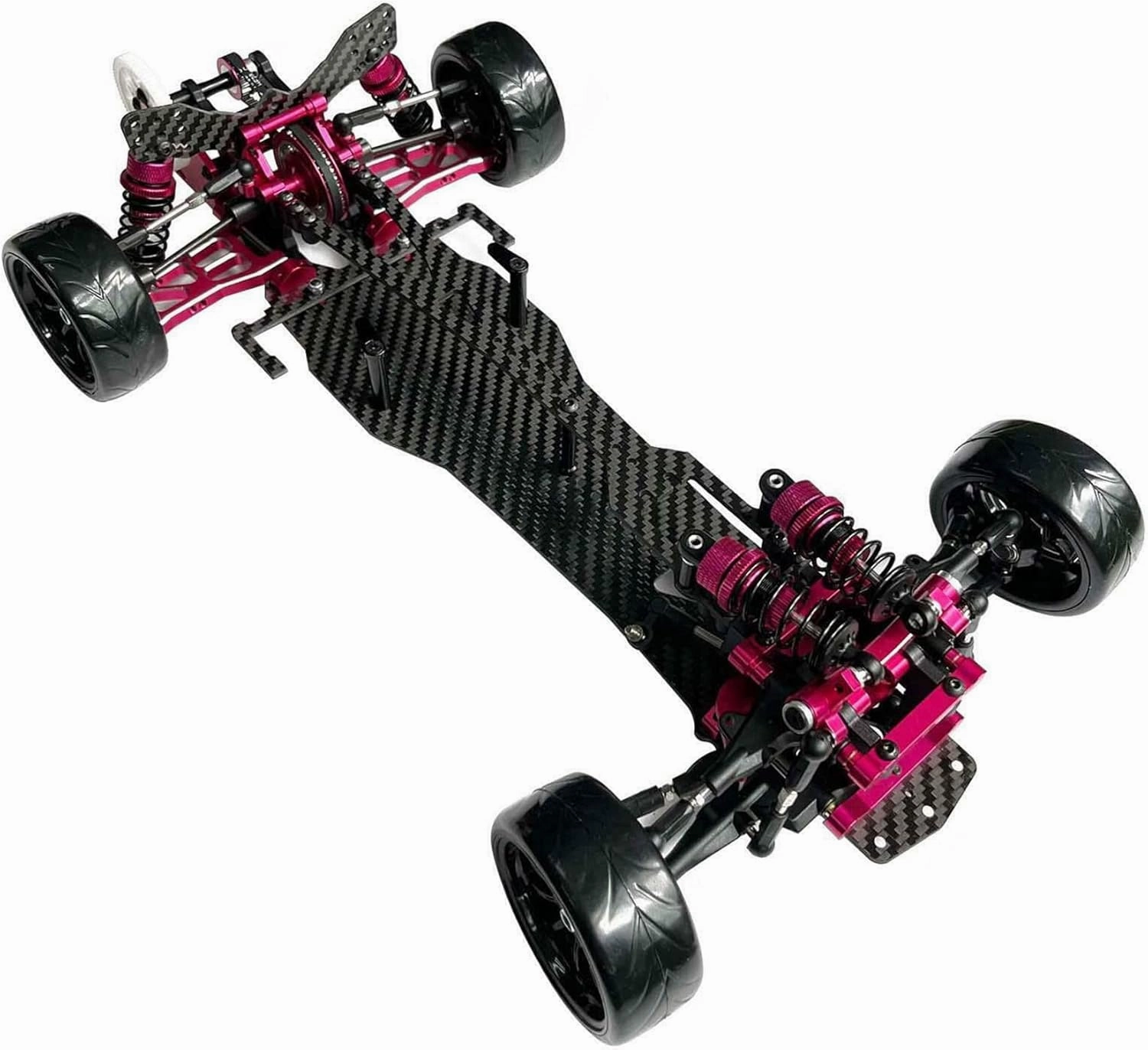 Alloy Carbon CF Chassis D5S Frame Kit Remodel Belt Drive Version 1/10 2Rear-Wheel Drift Car (Pink)
