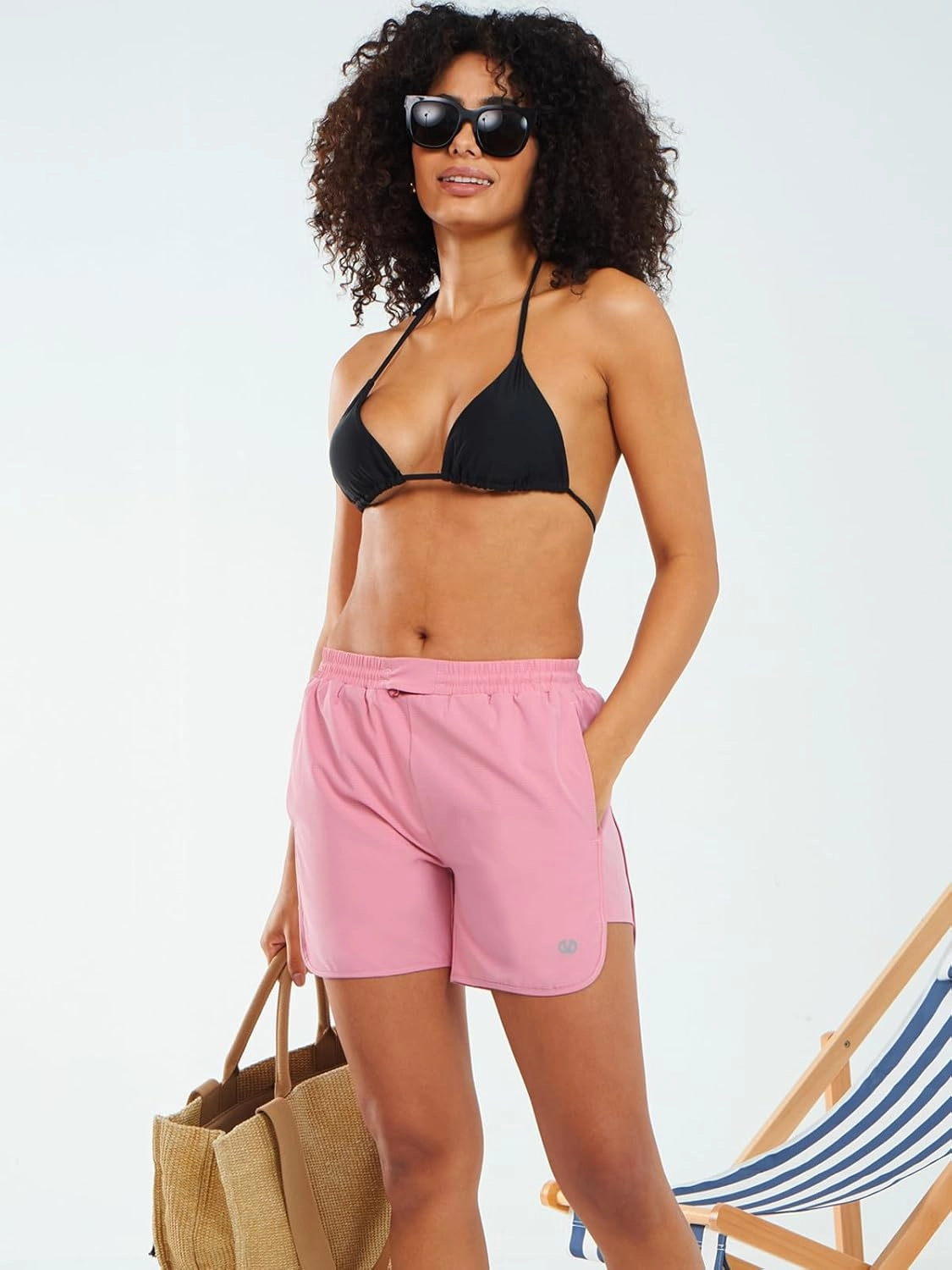 ALLZERO Women's Swim Board Shorts 5" with Pockets Quick Dry Beach Shorts with Liner Ruched Waistband