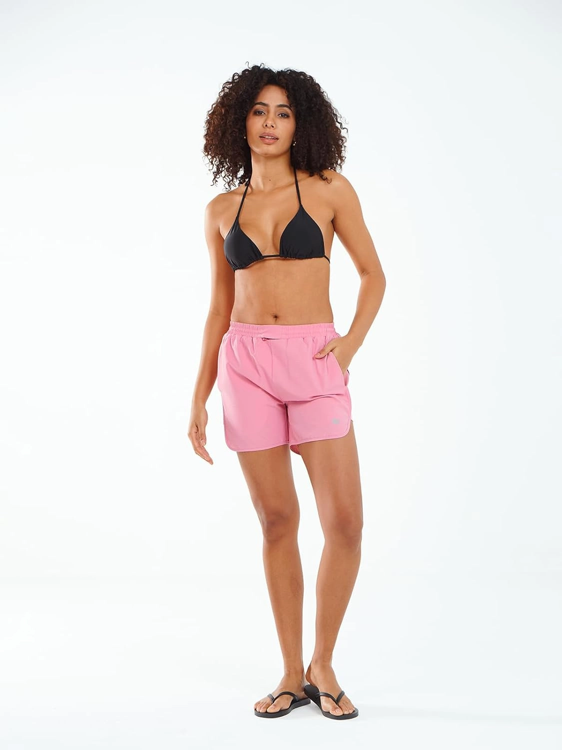ALLZERO Women's Swim Board Shorts 5" with Pockets Quick Dry Beach Shorts with Liner Ruched Waistband