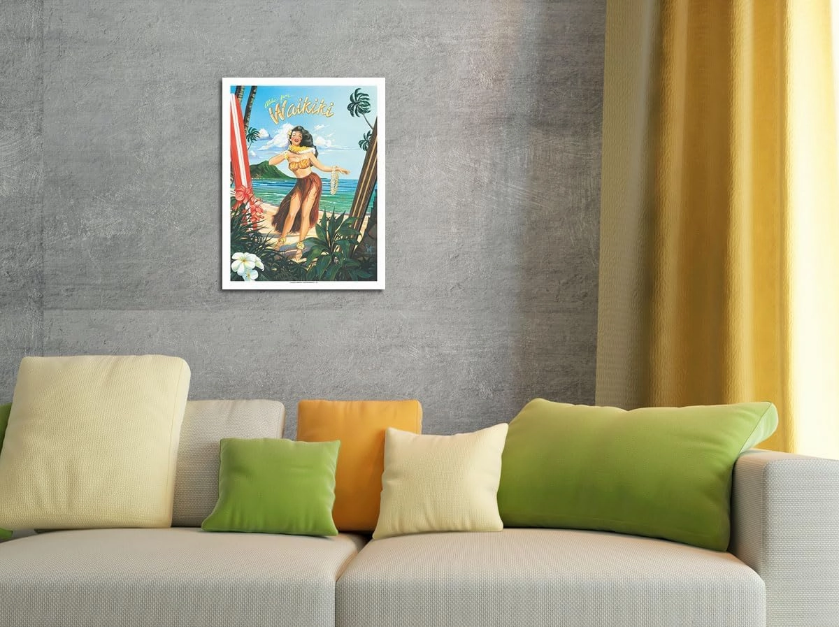 Aloha from Waikiki - Hula Girl Dancer - From an Original Color Painting by Scott Westmoreland - Master Art Print (Unframed) 12in x 18in
