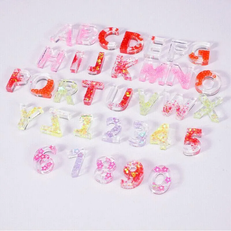 Alphabet Number Silicone Pendant Mold Necklace Jewelry Resin Mould Casting Craft
