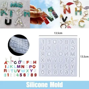 Alphabet Number Silicone Pendant Mold Necklace Jewelry Resin Mould Casting Craft