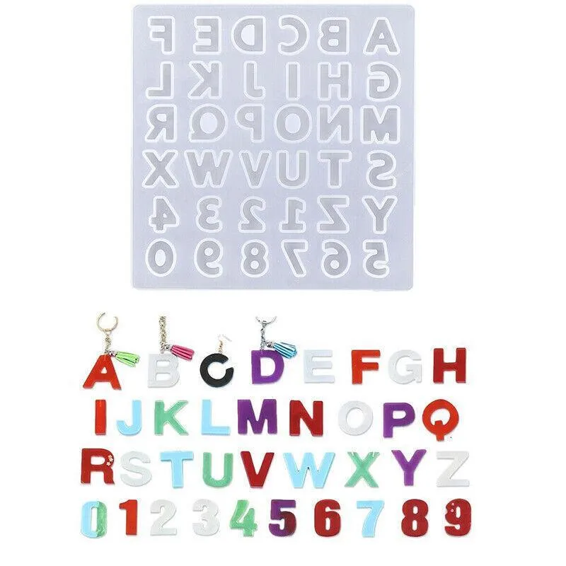 Alphabet Number Silicone Pendant Mold Necklace Jewelry Resin Mould Casting Craft