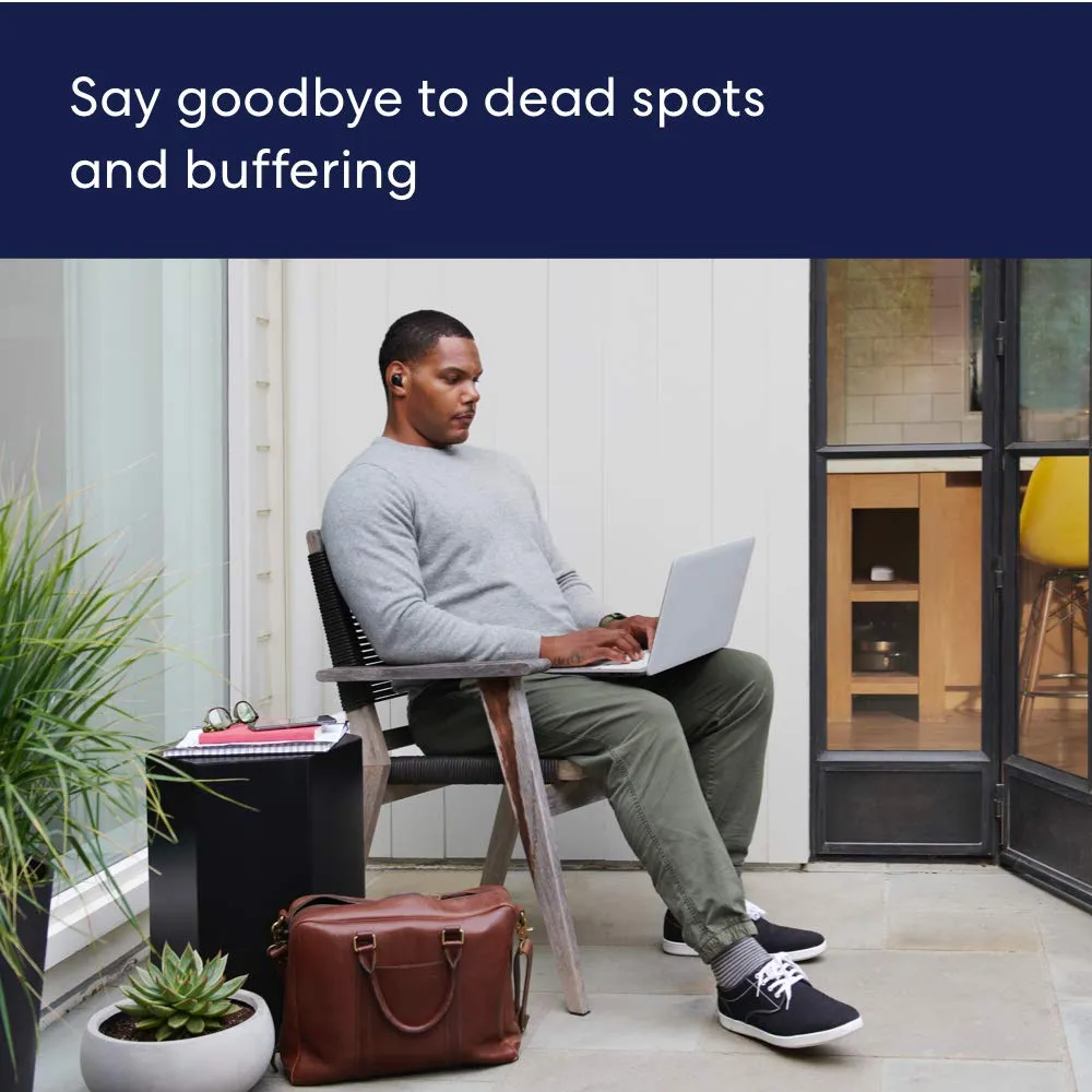 Amazon eero 6 mesh wifi system - Supports internet plans up to 500 Mbps, Coverage up to 3,000 sq. ft., Connect 75  devices, 2-pack (1 router   1 extender)