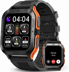AMAZTIM Smart Watch, 60 Days Extra-Long Battery, 50M Waterproof, Rugged Military Bluetooth Call(Answer/Dial Calls), 1.85" Ultra Large HD Display, AI Voice Assistant, Compatible for Android and iOS
