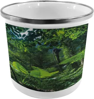 Ambesonne Plant Metal Camping Cup, Green Jungle Untouched Nature Environmental Concerns Flora Fauna Jungle Rainforest, Stainless Steel Mug for Indoor and Outdoor Activities, Forest Green