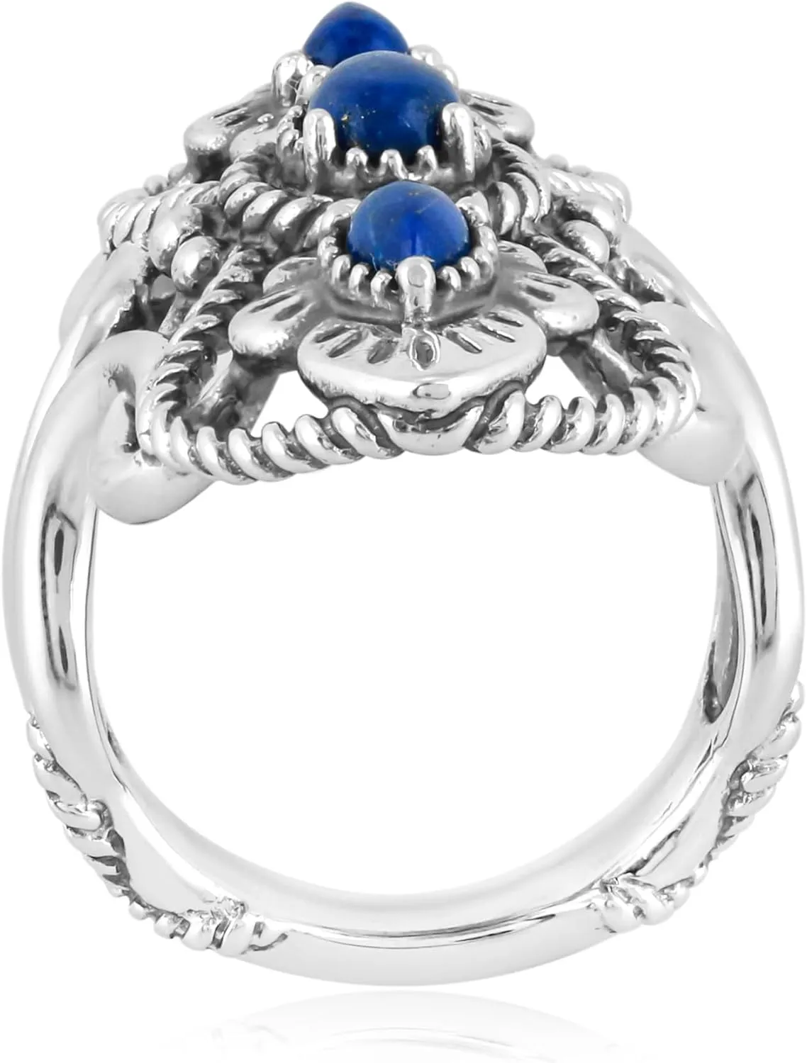 American West Jewelry Genuine Gemstone Sterling Silver Elongated Ring Size 5-10