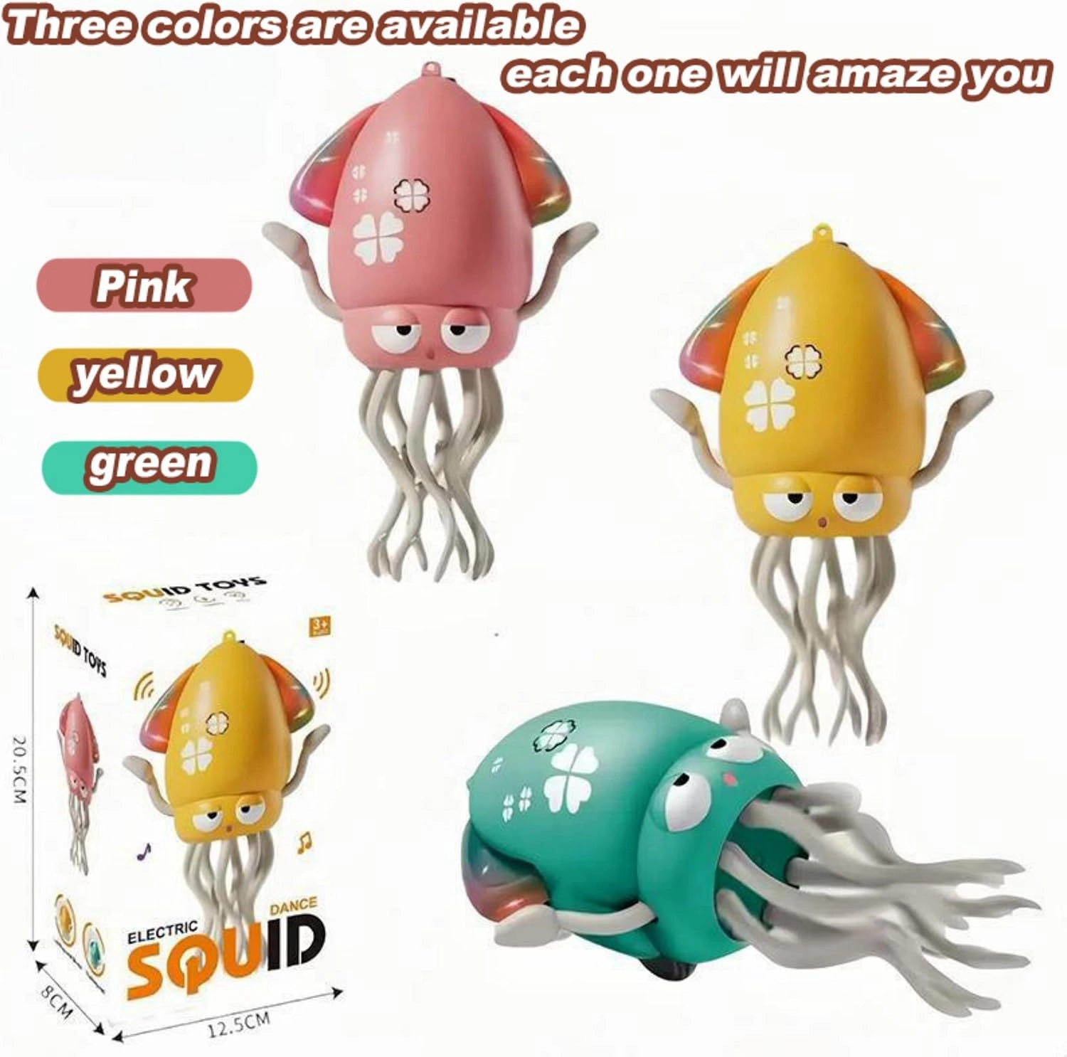 An electric dancing octopus toy that can parade, automatically sense obstacles, is available in three colors, comes with LED lights and music, and is very suitable for teenagers and children (pink)
