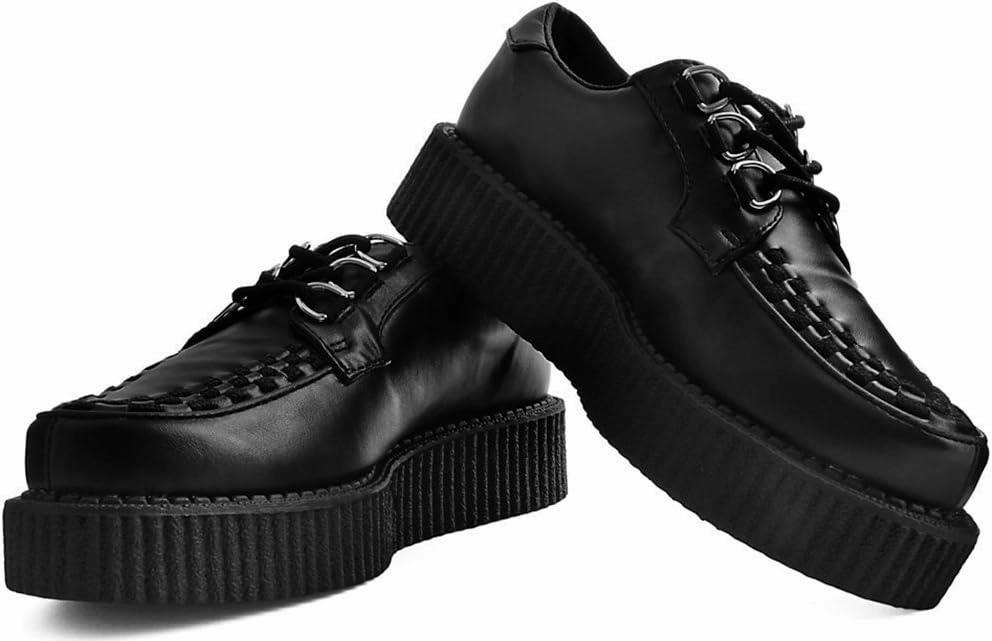 Anarchic T2270 Unisex-Adult Creepers, Black Faux Leather Creeper Shoes- US: