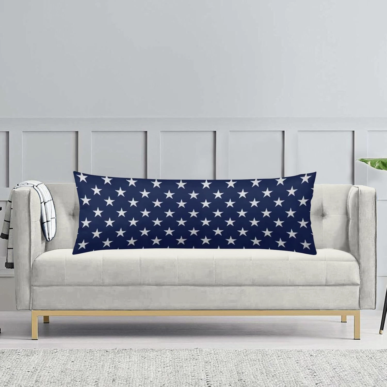 Anchor Body Pillow Cover,Retro Nautical Anchor,Navy Blue and White Stripes Long Pillow Case Protector with Zipper Decorative Soft Rectangle Bed Pillowcases for Bedroom,Couch,Sofa,Home Gifts 20"x54"