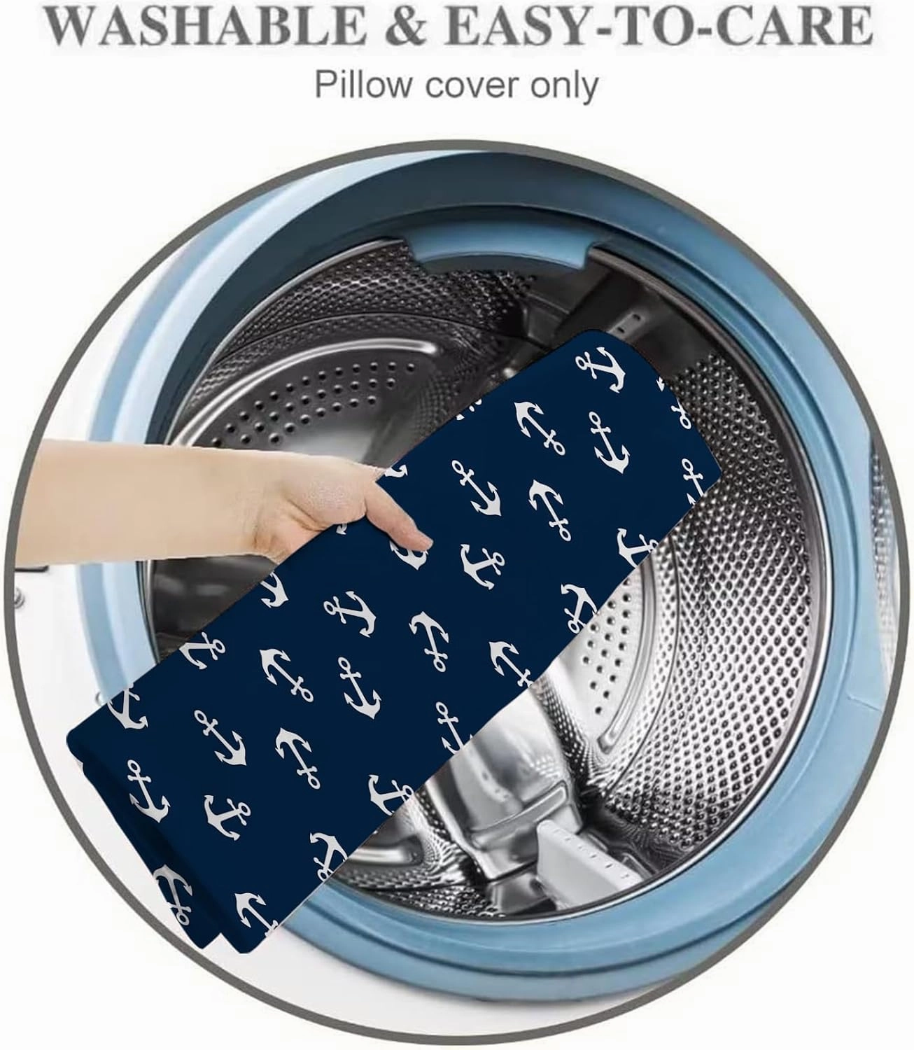 Anchor Body Pillow Cover,Retro Nautical Anchor,Navy Blue and White Stripes Long Pillow Case Protector with Zipper Decorative Soft Rectangle Bed Pillowcases for Bedroom,Couch,Sofa,Home Gifts 20"x54"