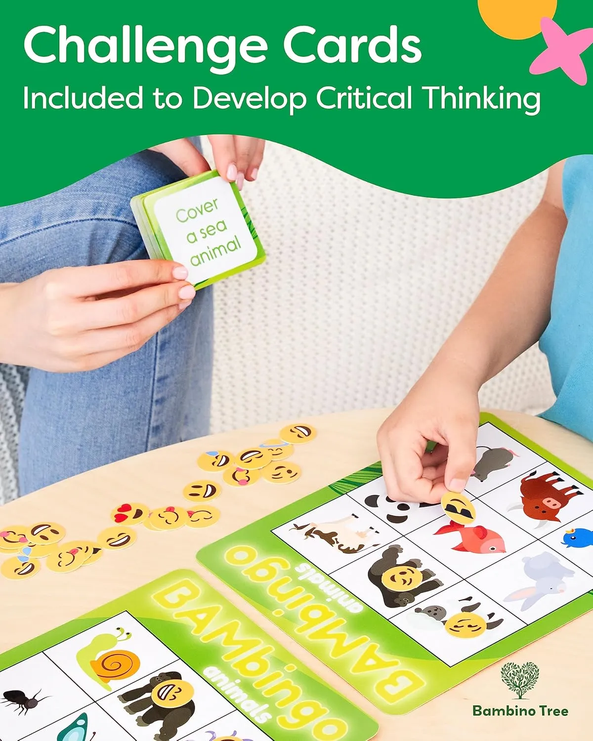 Animal and Picture Bingo Game for Kids - Flash Cards Matching Learning Board Game for Ages 3-6 Preschool, Kindergarten & Family Fun