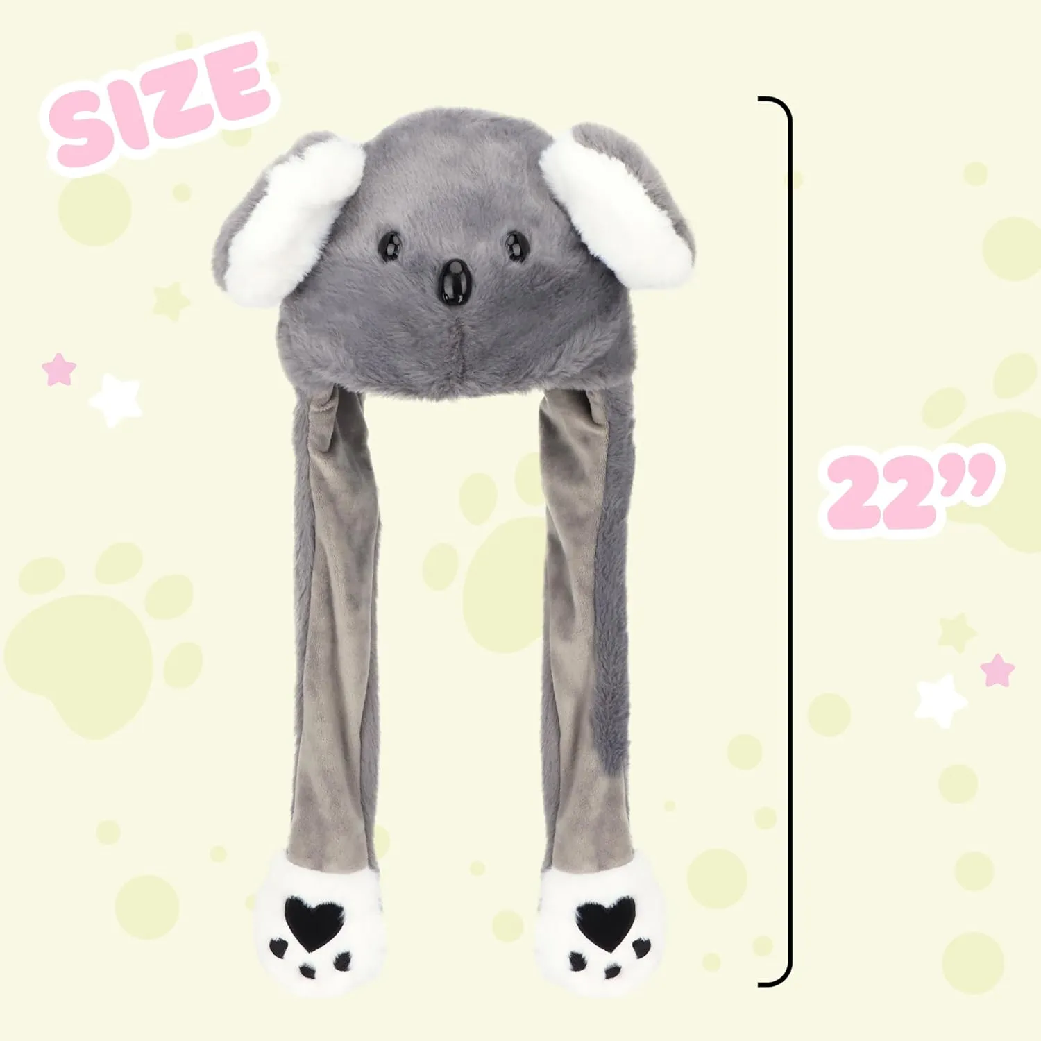 Animal Hat with Ears Moving Jumping Pop Up Beating Hat Plush Holiday Cosplay Dress Up Funny Gift for Kids