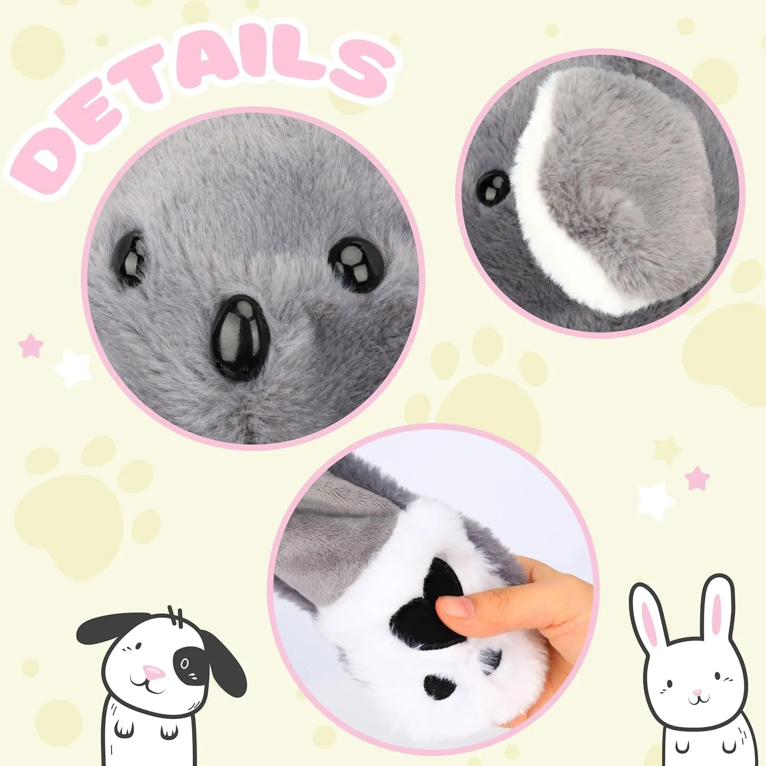 Animal Hat with Ears Moving Jumping Pop Up Beating Hat Plush Holiday Cosplay Dress Up Funny Gift for Kids