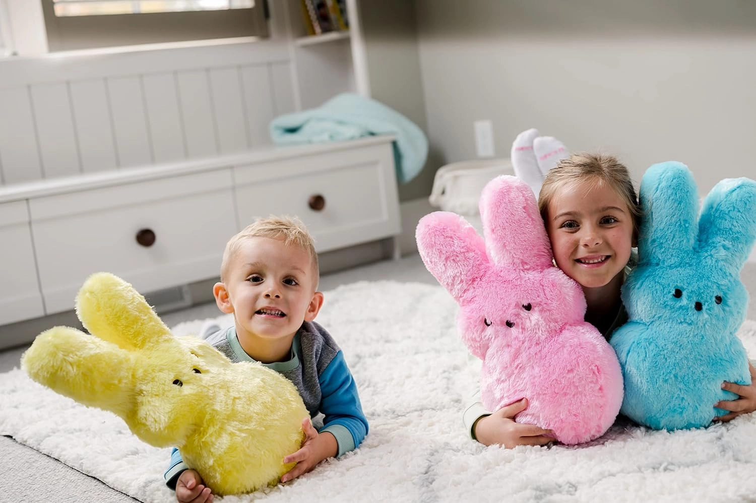 Animal Adventure | Shaggy Bunny Peeps | 15” Collectible Plush | Yellow