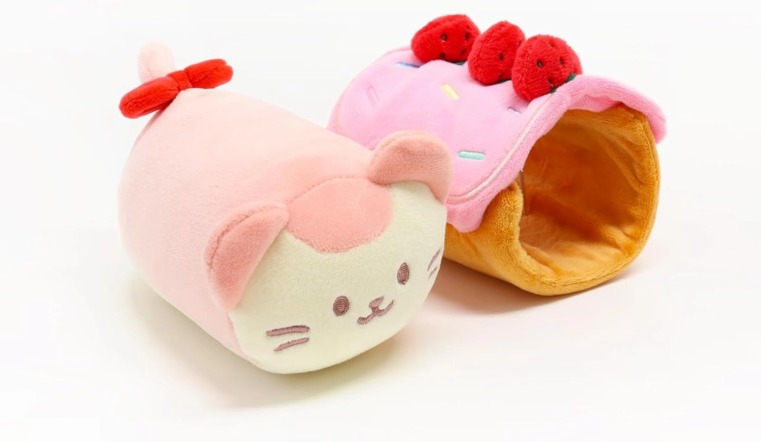 Anirollz Stuffed Animal Plush Toy - Official Roll Blanket Outfitz Doll |Soft, Squishy, Warm, Cute, Comfort, Safe| Strawberry Roll Cake Pillow with Kitty - Birthday Decorations Gift 6" Kittiroll