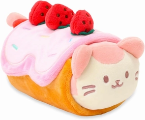 Anirollz Stuffed Animal Plush Toy - Official Roll Blanket Outfitz Doll |Soft, Squishy, Warm, Cute, Comfort, Safe| Strawberry Roll Cake Pillow with Kitty - Birthday Decorations Gift 6" Kittiroll