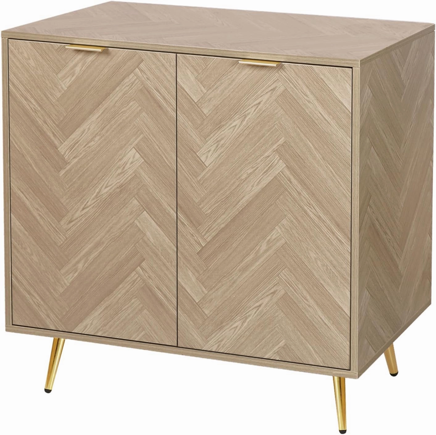 Anmytek Modern Sideboard Buffet Cabinet, Natural Oak Accent Cabinet with 2 Doors and Adjustable Shelf Spaicous Storage Cabinet for Kitchen Hallway, H0058