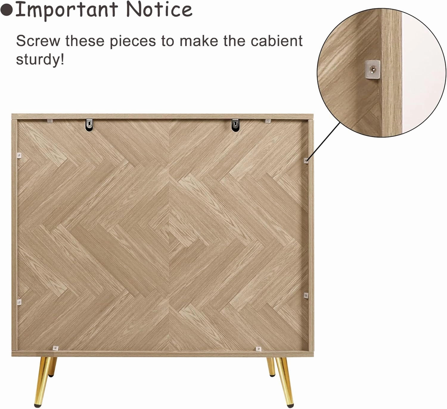 Anmytek Modern Sideboard Buffet Cabinet, Natural Oak Accent Cabinet with 2 Doors and Adjustable Shelf Spaicous Storage Cabinet for Kitchen Hallway, H0058