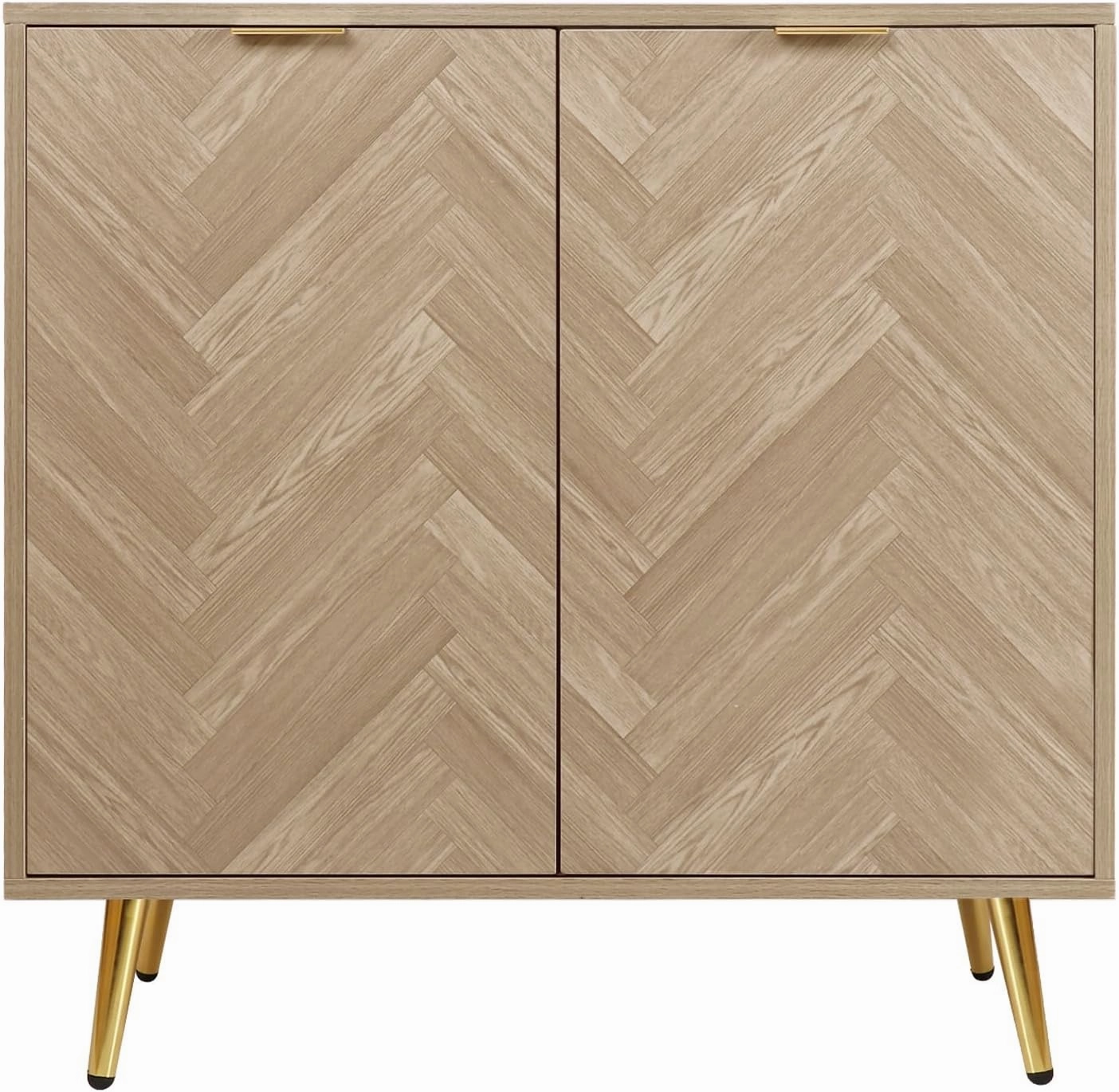 Anmytek Modern Sideboard Buffet Cabinet, Natural Oak Accent Cabinet with 2 Doors and Adjustable Shelf Spaicous Storage Cabinet for Kitchen Hallway, H0058